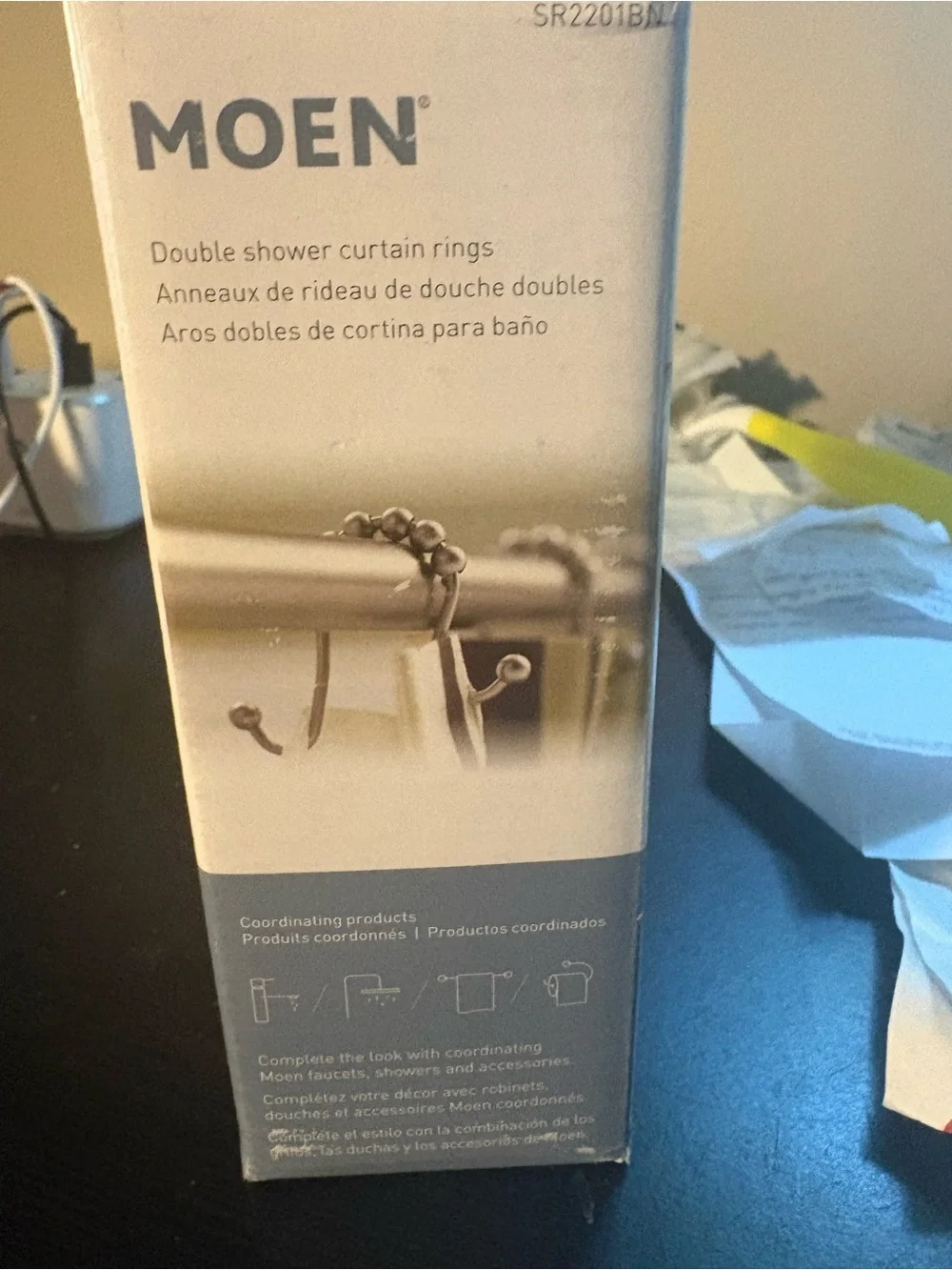 Moen Double Shower Curtain Rings Brushed Nickel Set of 12 NIB